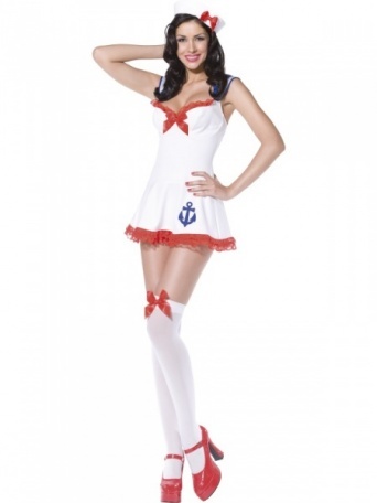 Női jelmez - Szexi tengerész lány, fehér ruha