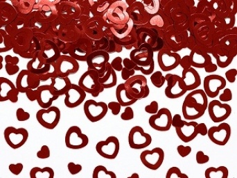 Dekoráció - Kivágott szívek piros konfetti
