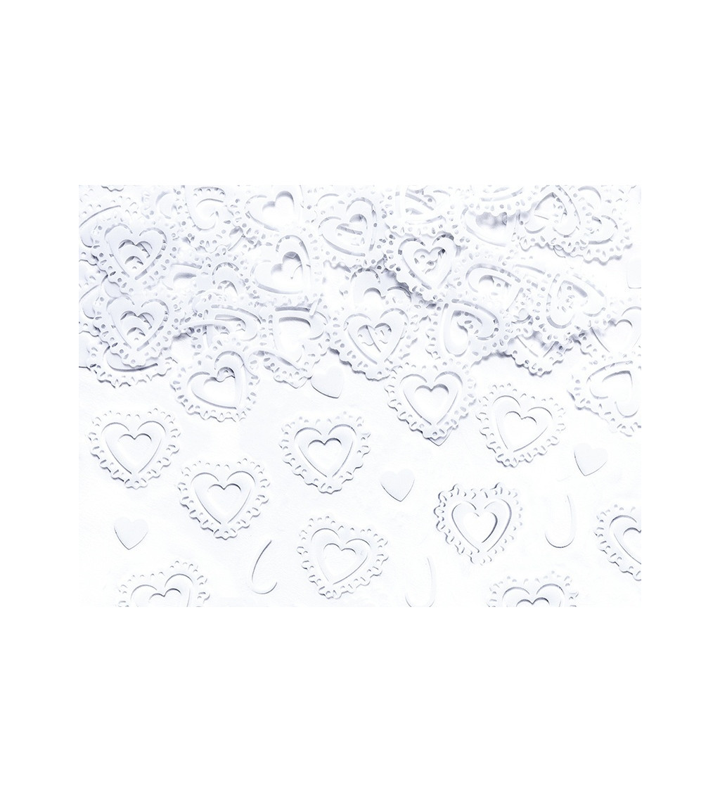 Fehér szív alakú konfetti