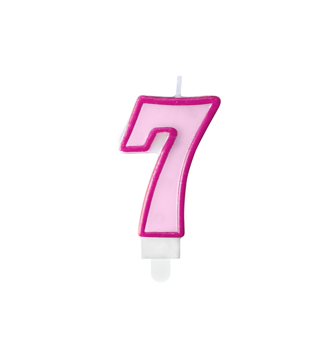 Rózsaszín gyertya 7-es szám