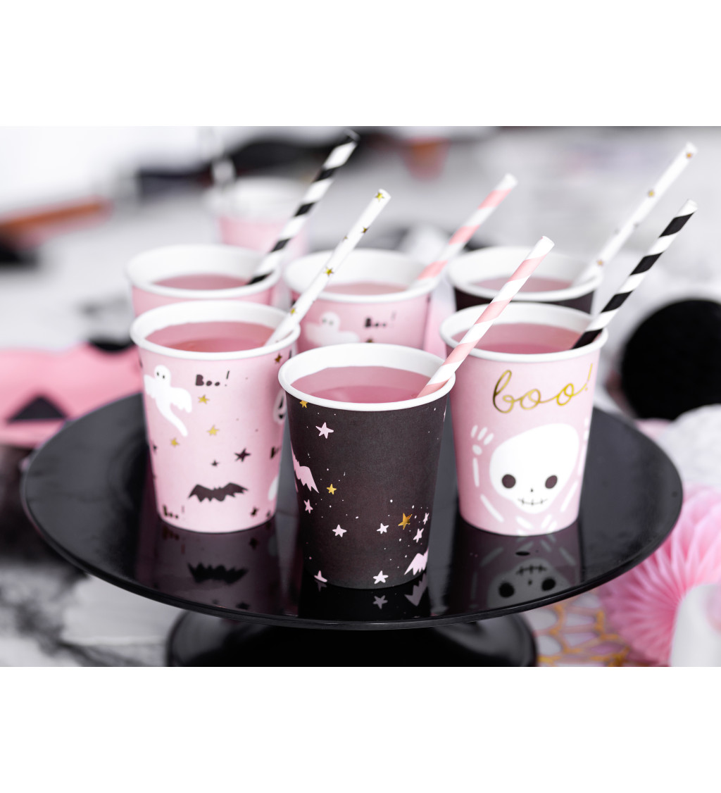 Poharak koponyák rózsaszín-fekete