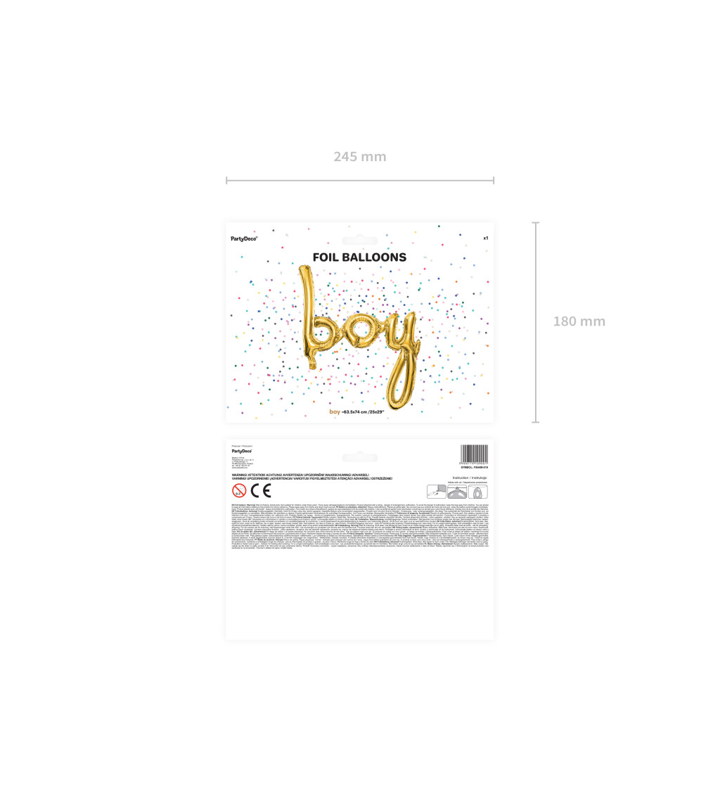 Fólia léggömb - arany felirat "fiú"