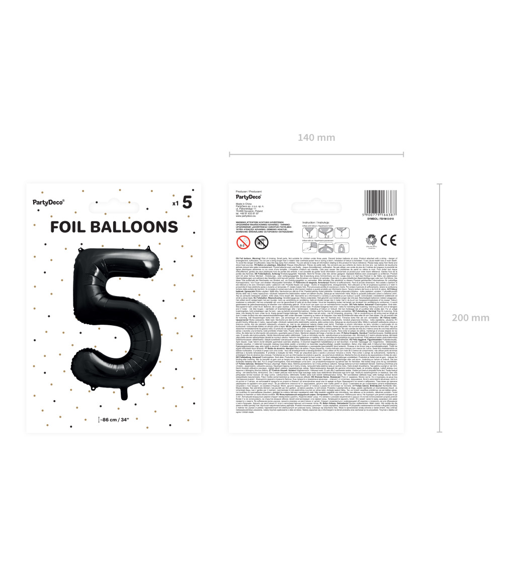 Fólia ballon 5 - fekete