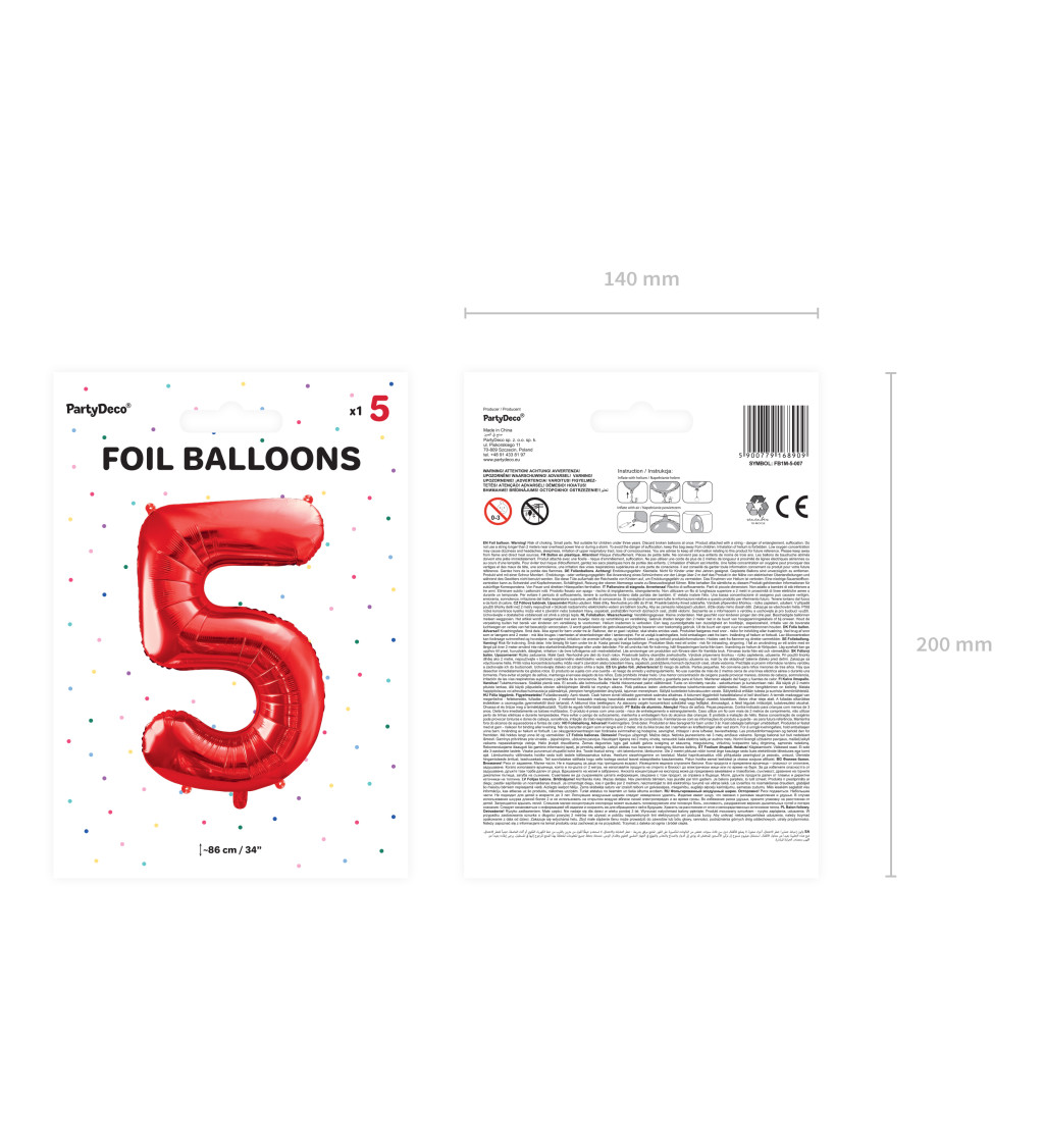 Fólia ballon 5 - piros