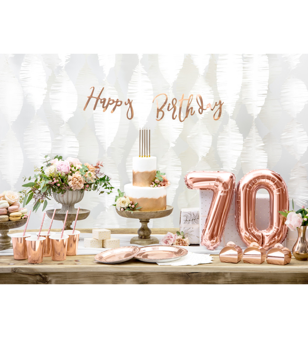 Rózsaarany 7-es fólia lufi, 35cm