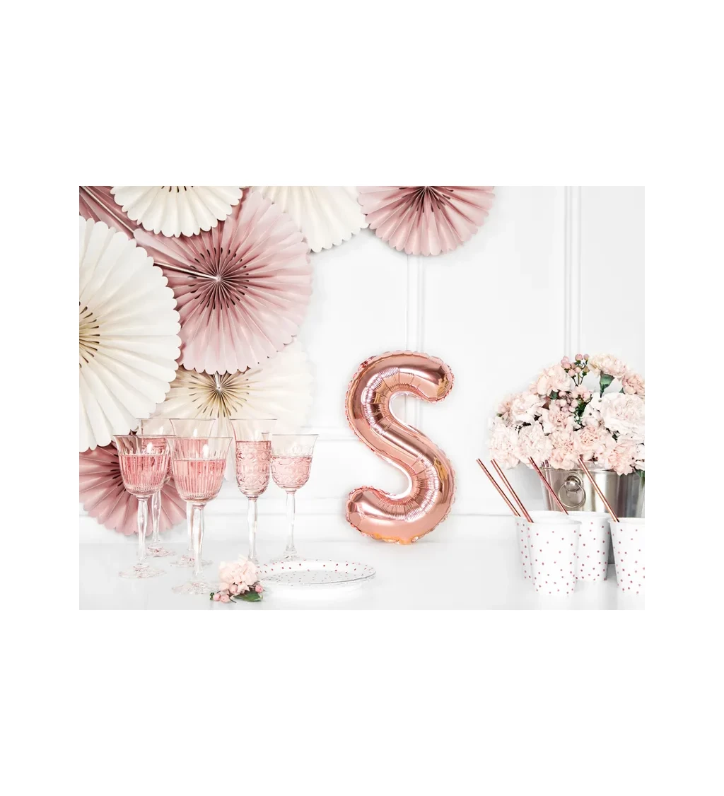 Fóliás rózsa arany S méretű lufi