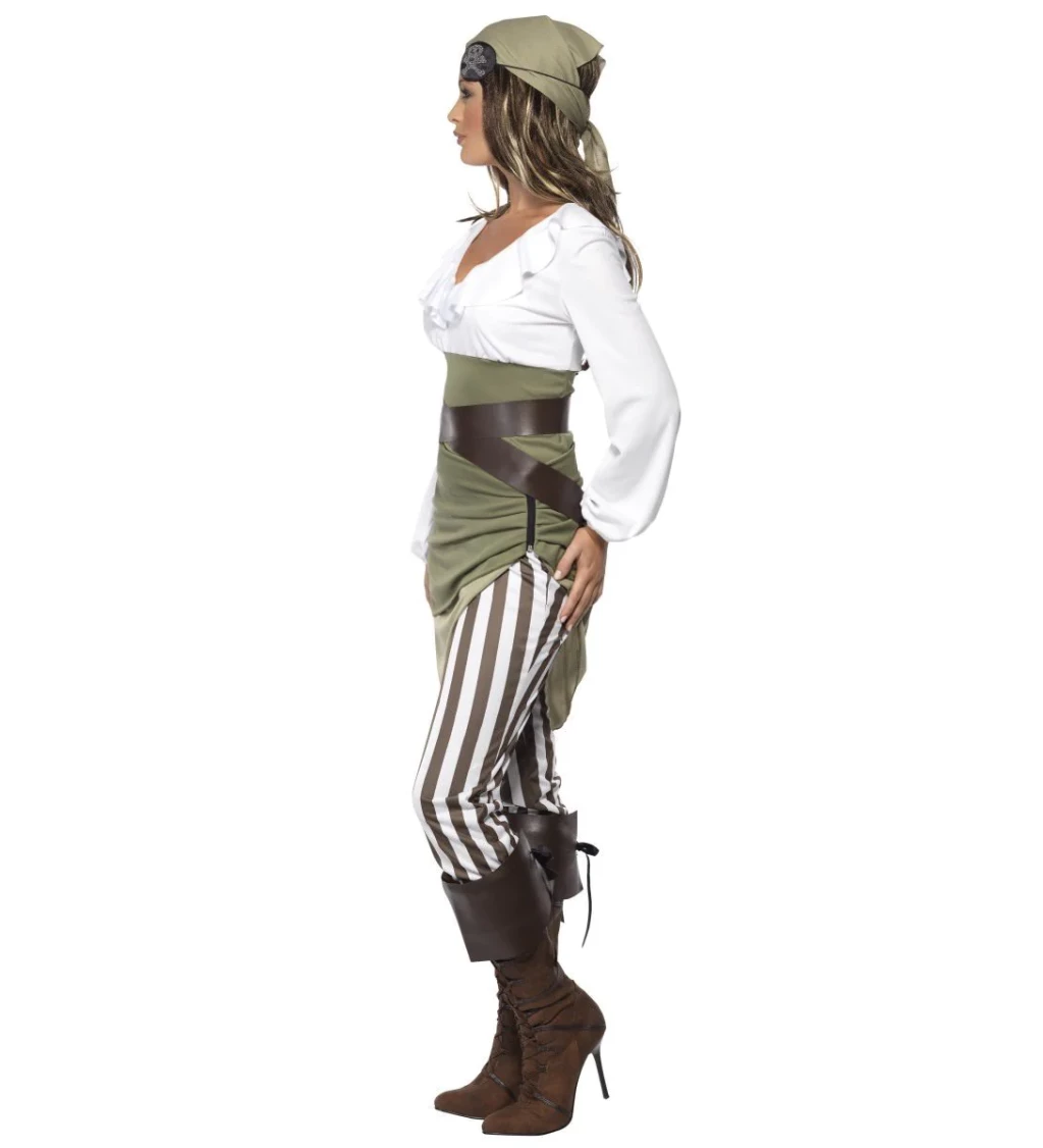 Női jelmez - Kalóznő, csíkos leggingben