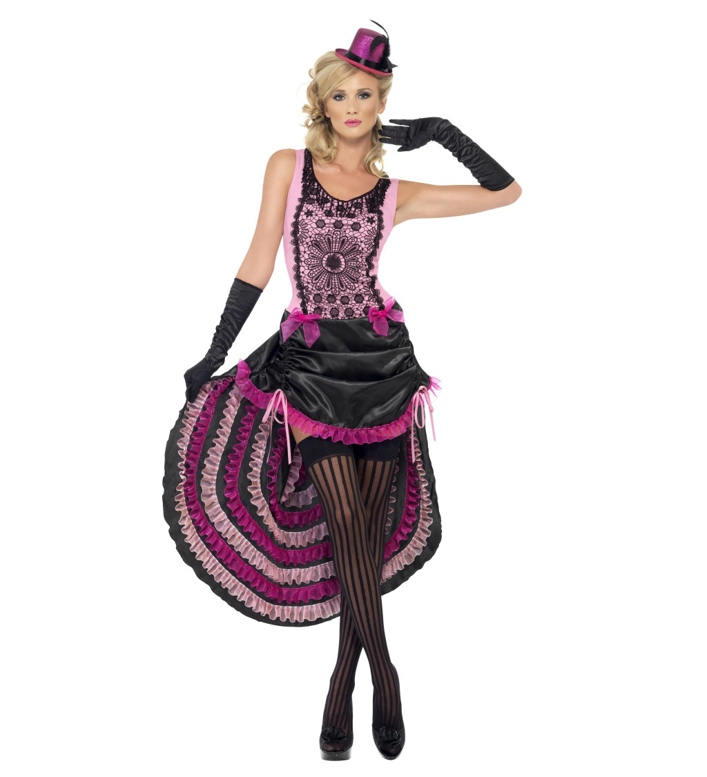 Női jelmez - Burlesque táncosnő, rózsaszín-fekete