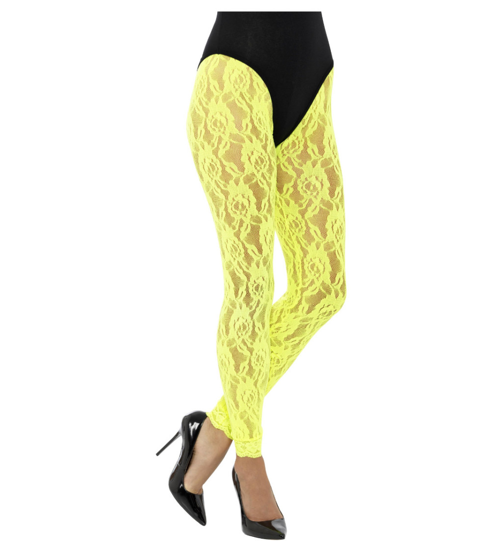 Csipke leggings sárga