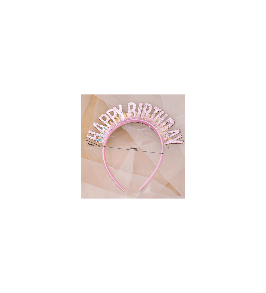Boldog szülinapi rózsaszín hajpánt