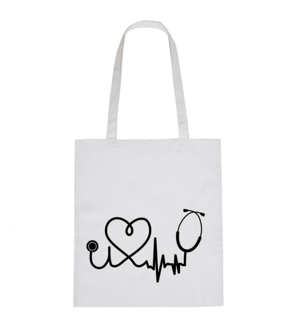 Vászontáska - Tep doktorka, 36x42 cm, fehér