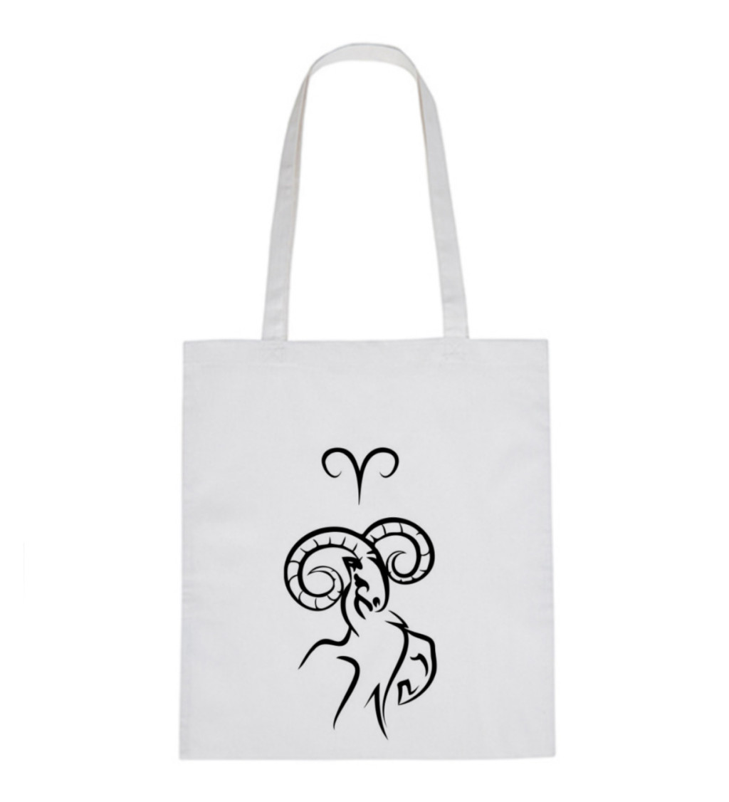 Vászontáska - Kos jel, 36x42 cm, fehér