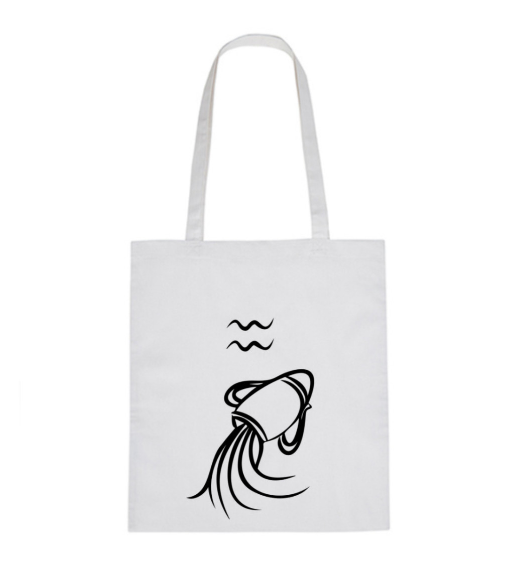 Vászontáska - Sign Aquarius, 36x42 cm, fehér