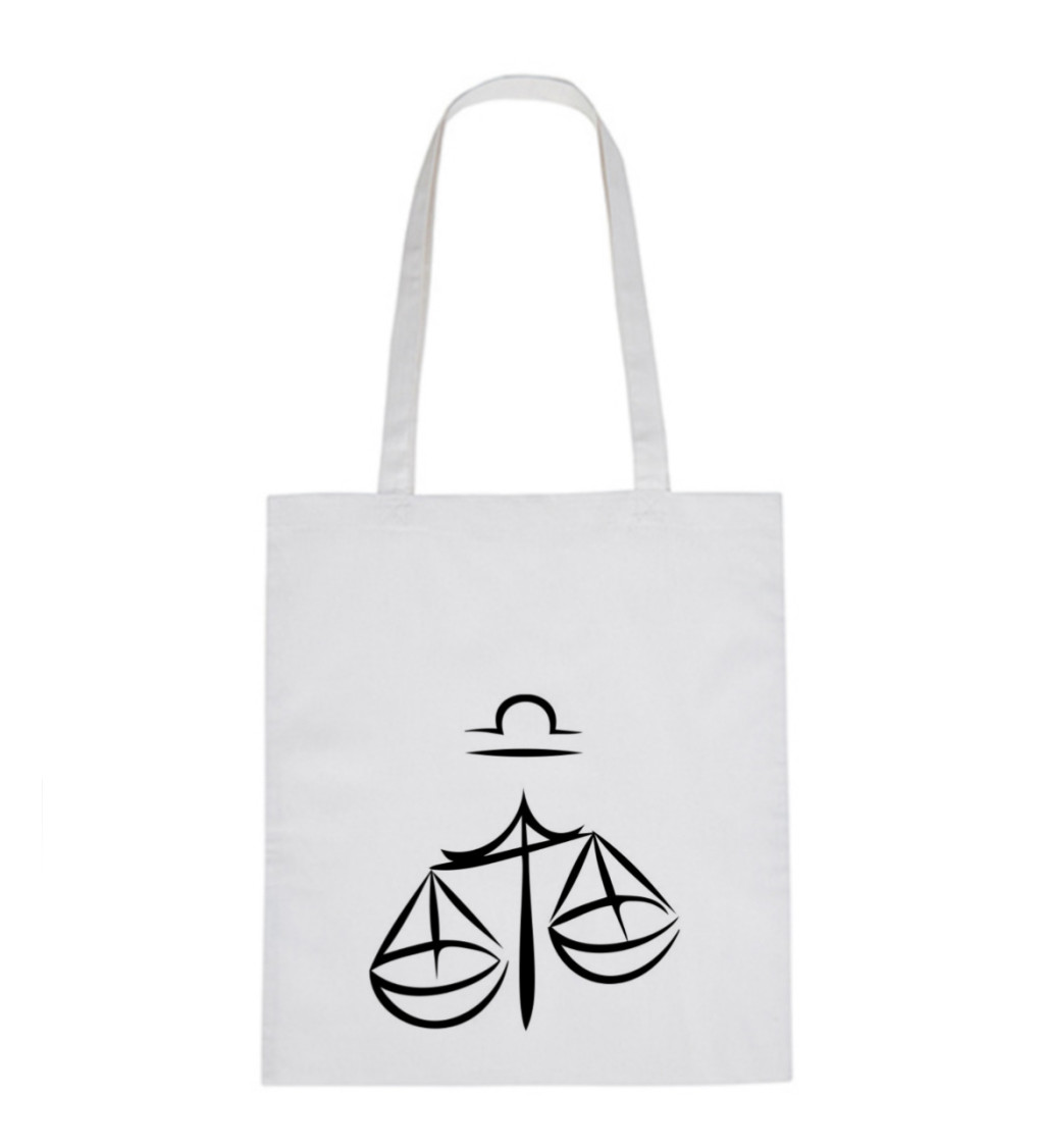 Vászontáska - Mérlegjel, 36x42 cm, fehér