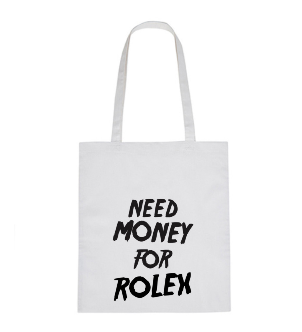 Vászon táska - Rolexre kell pénz, 36x42 cm, fehér