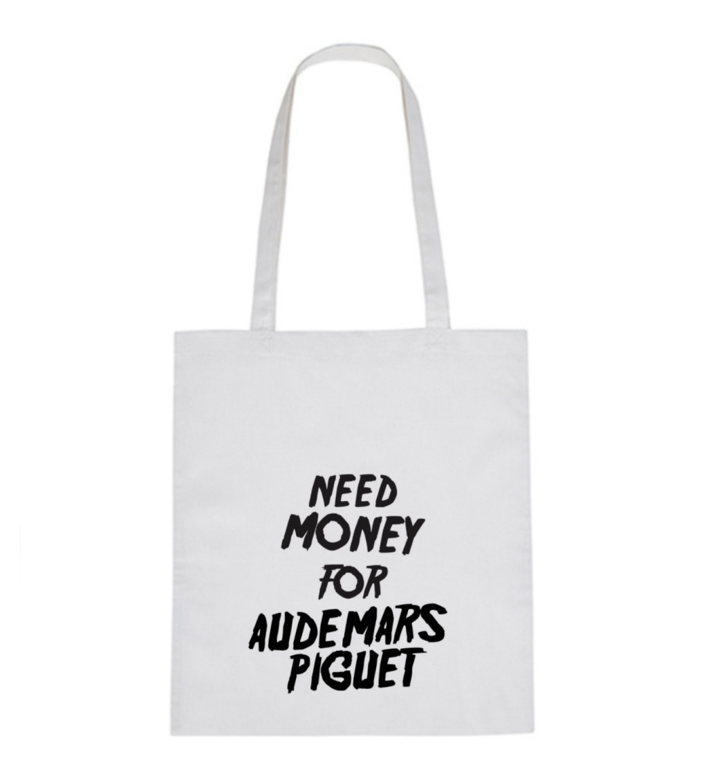Vászontáska - Pénz kell Audemarshoz, 36x42 cm, fehér