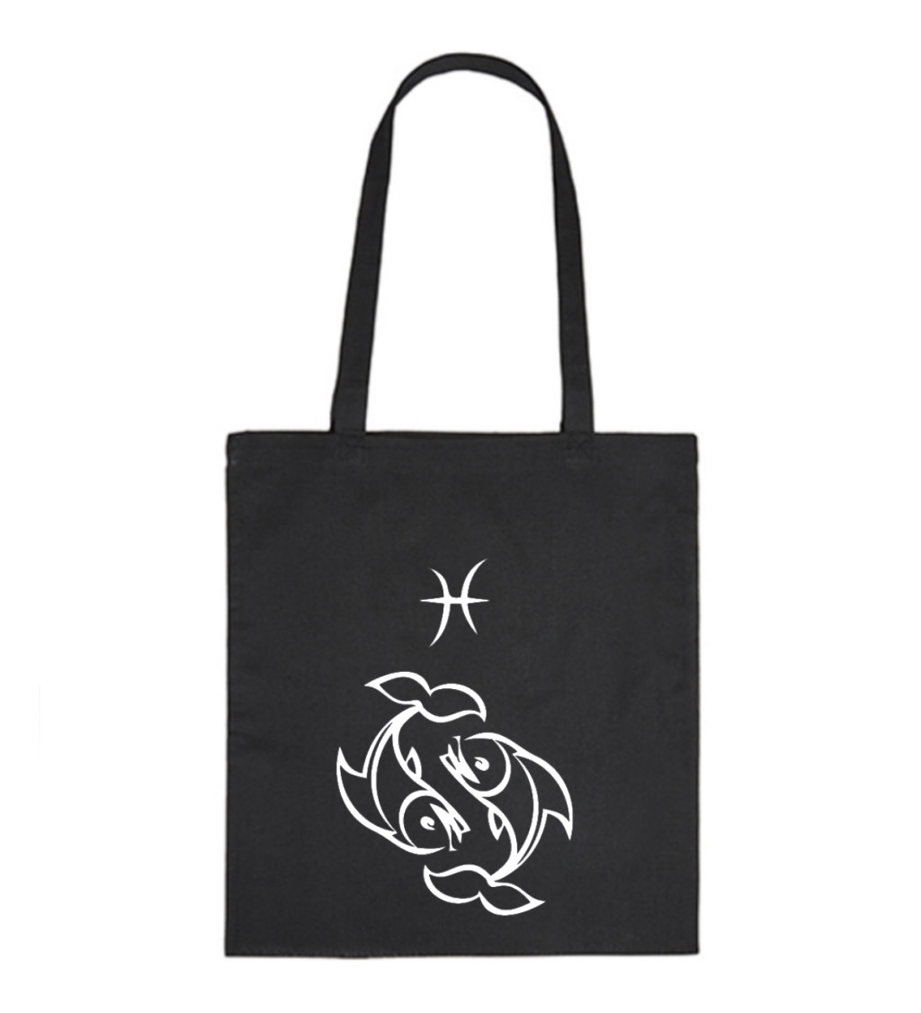 Vászontáska - Halak jele, 36x42 cm, fehér