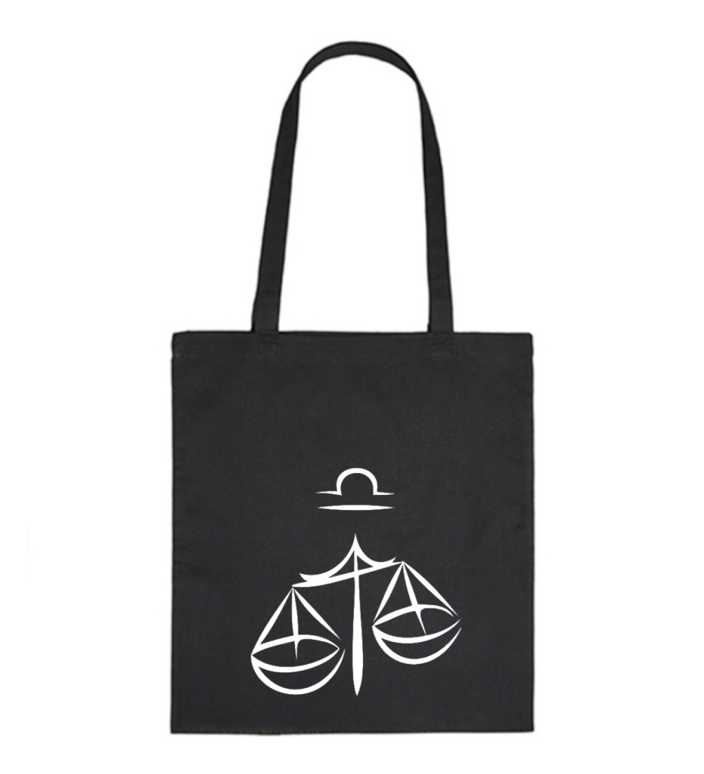 Vászontáska - Mérlegjel, 36x42 cm, fehér