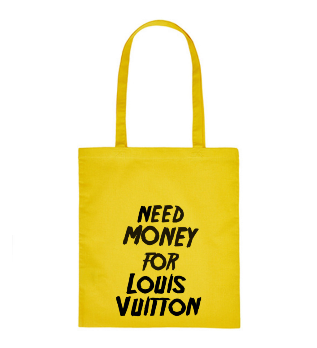Vászon táska - Pénz kell Vuittonhoz, 36x42 cm, fehér