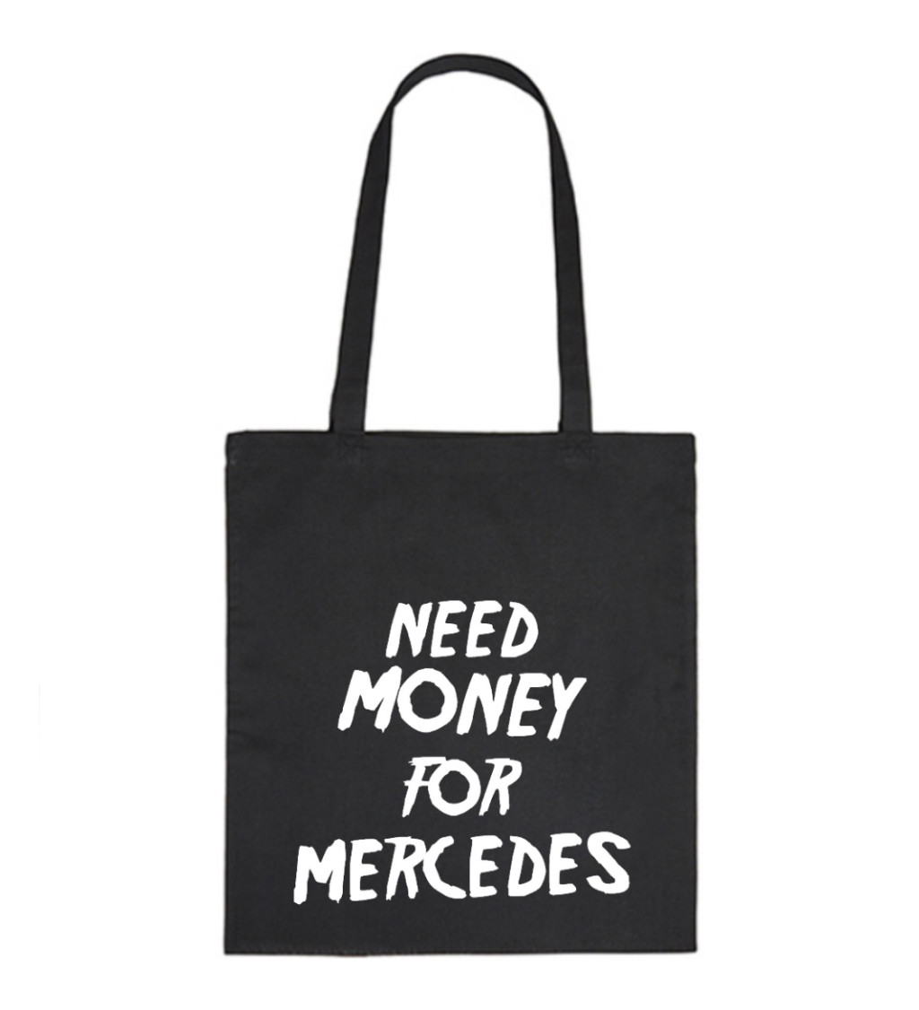 Vászontáska - Pénz kell Mercedeshez, 36x42 cm, fehér