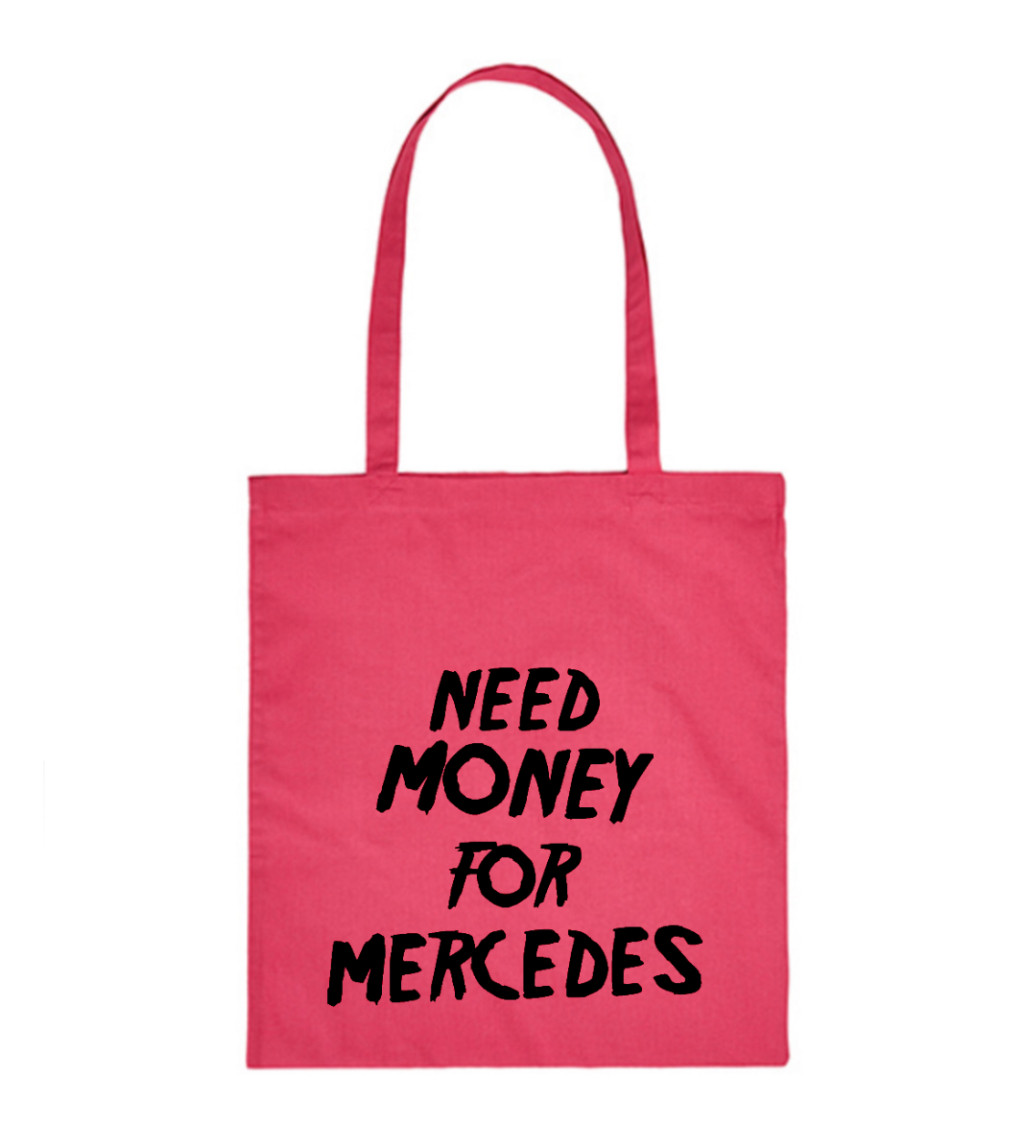 Vászontáska - Pénz kell Mercedeshez, 36x42 cm, fehér