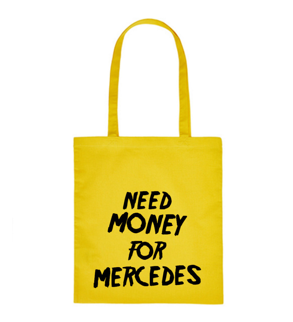 Vászontáska - Pénz kell Mercedeshez, 36x42 cm, fehér