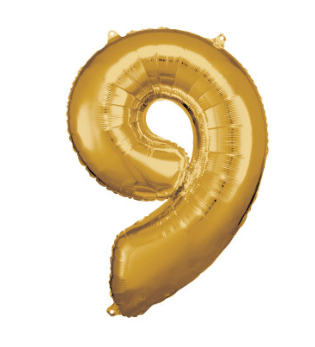 Arany 9-es fólia léggömb