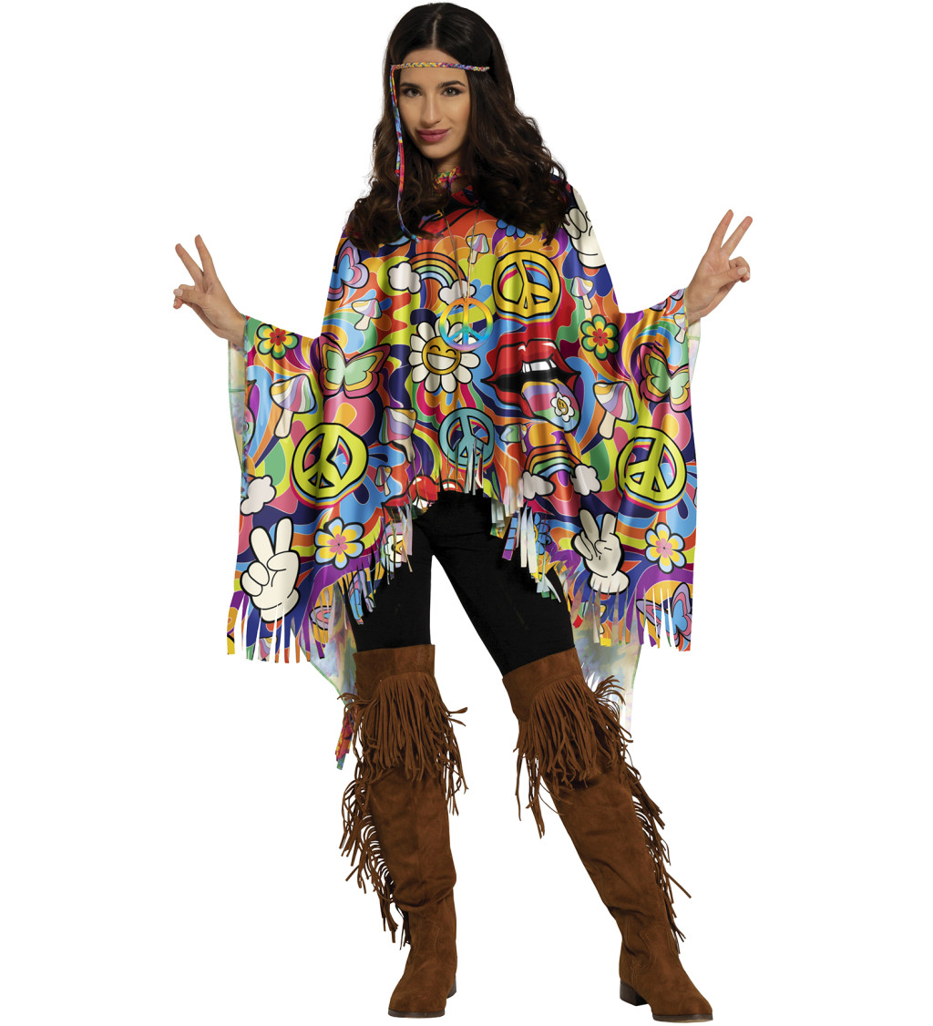 Színes hippi poncsó