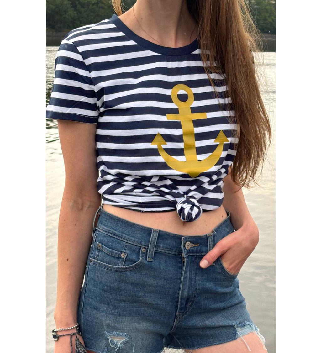 Női matróz póló horgony motívummal