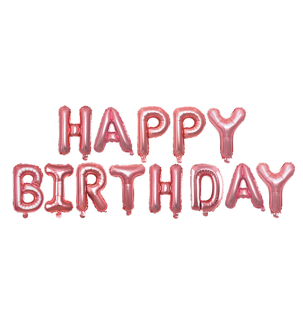 Rózsaarany Boldog Születésnapot Fólia Lufi