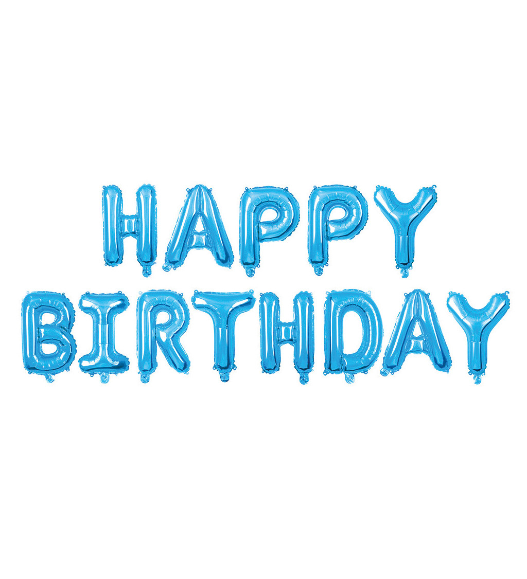 Kék "Boldog Szülinapot" feliratos fólia lufi