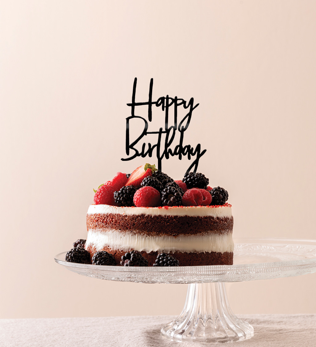 Tortafedő "Boldog születésnapot" - fekete