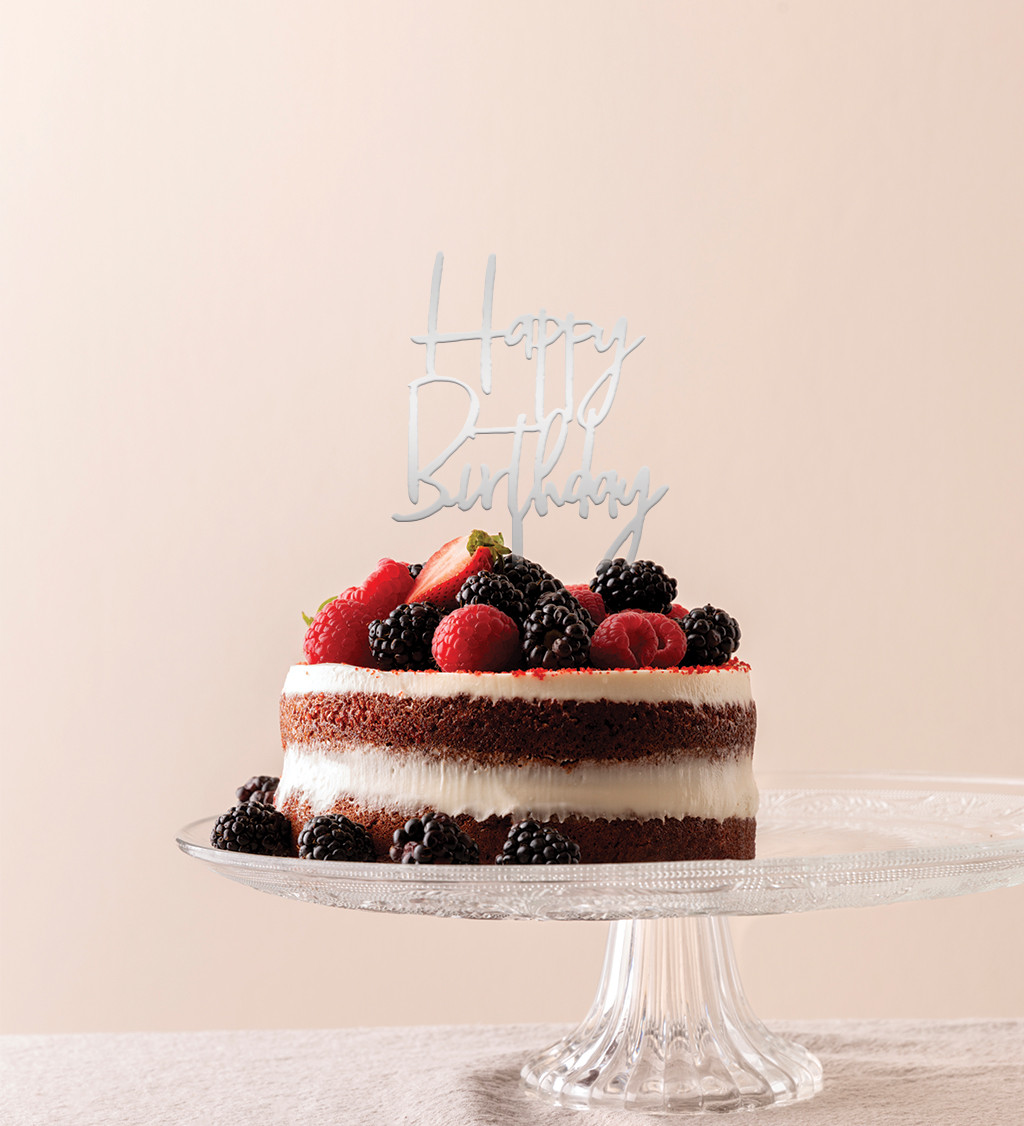 Tortafedő "Boldog születésnapot" - ezüst