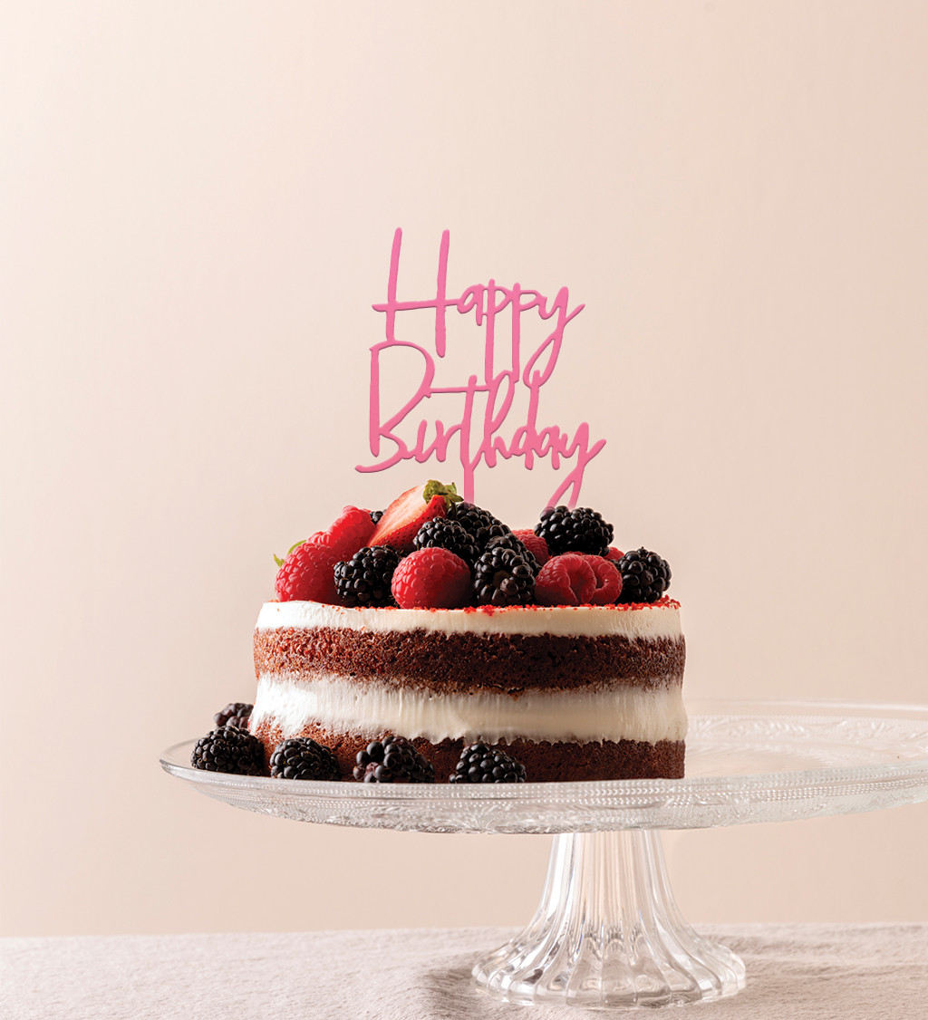 Tortafedő "Boldog születésnapot" - rózsaszín