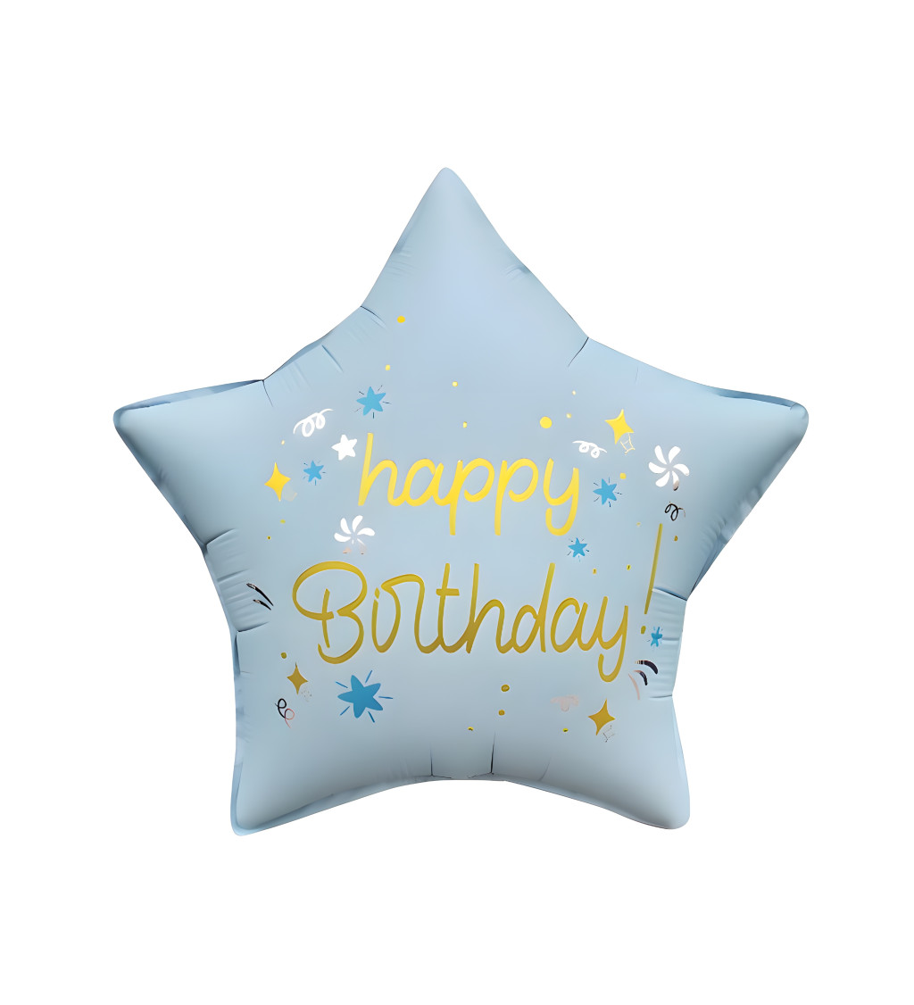 Fólia lufi - "Boldog születésnapot" csillag, kék