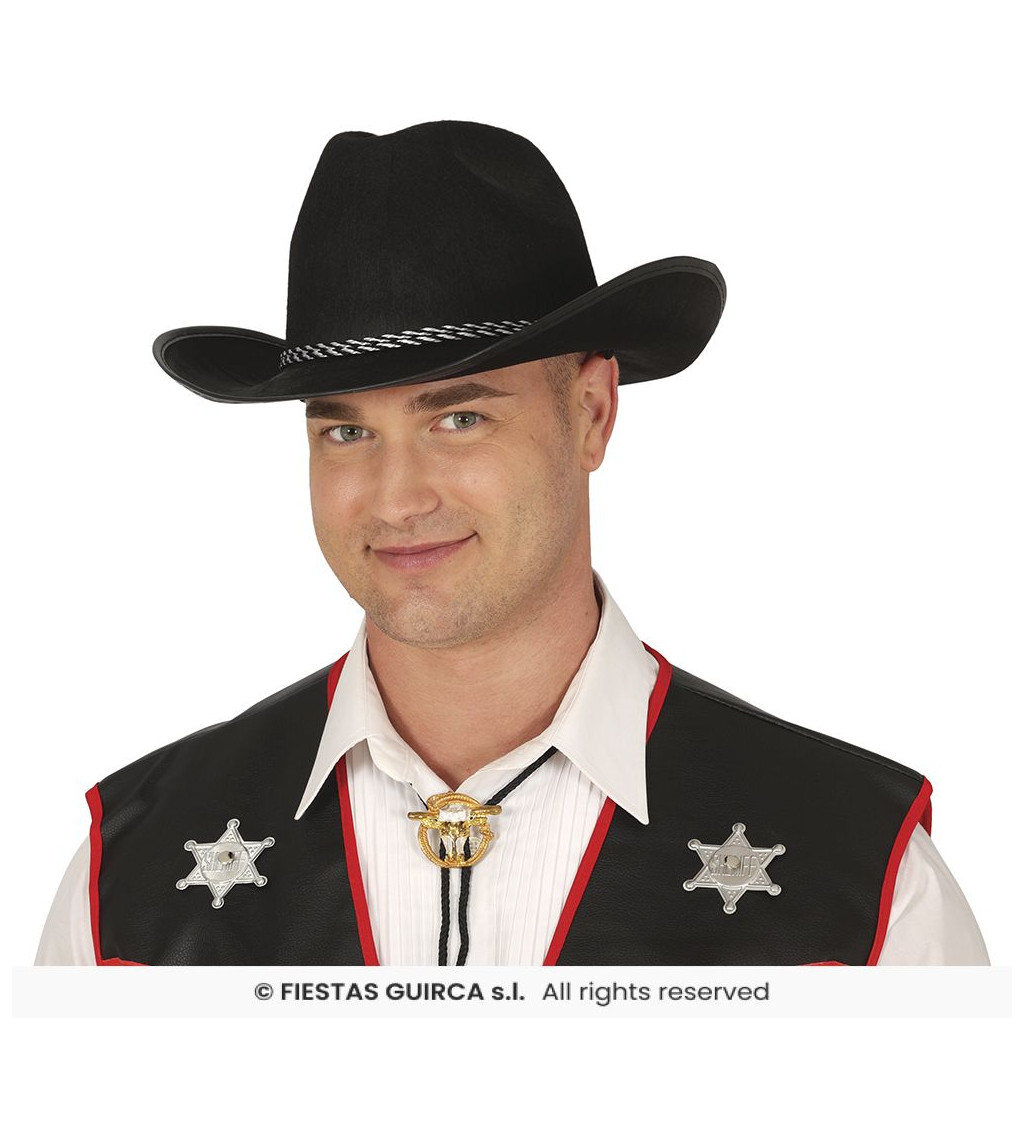 Fekete filc cowboy sapka