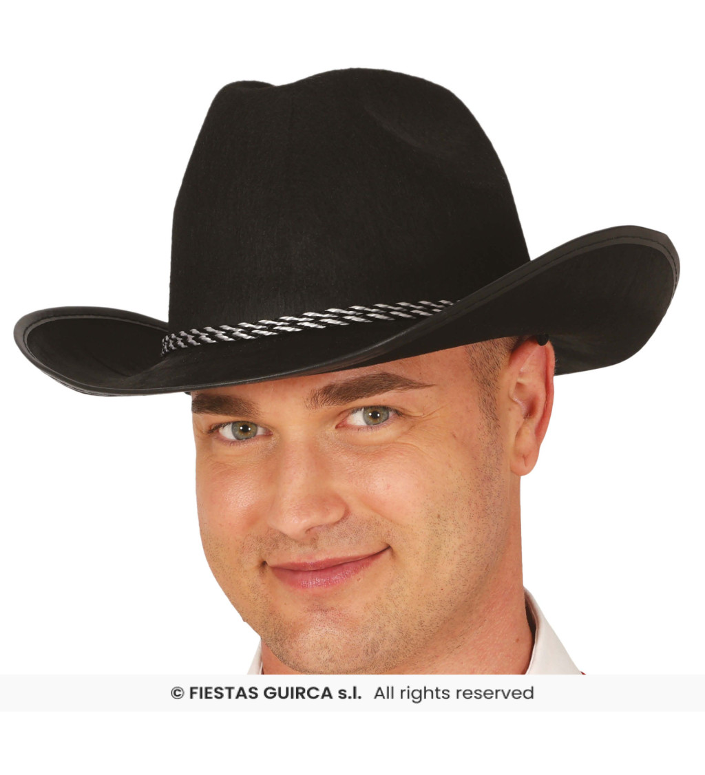 Fekete filc cowboy sapka