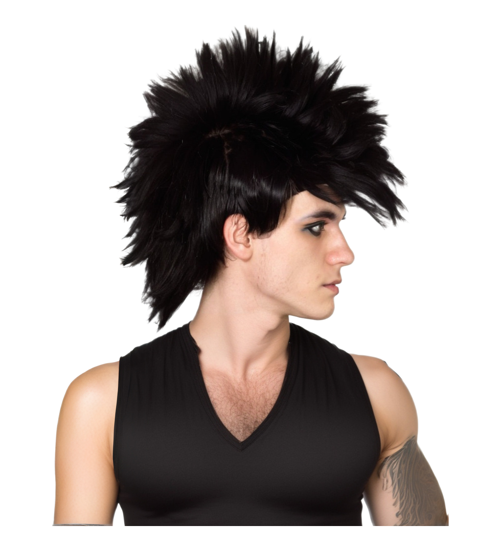 Férfi paróka – punk, fekete