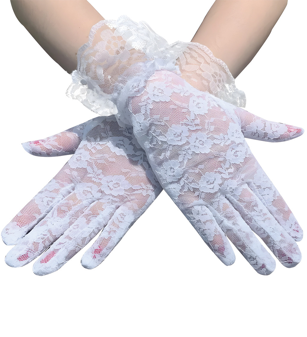 Rövid csipkés kesztyű – fehér