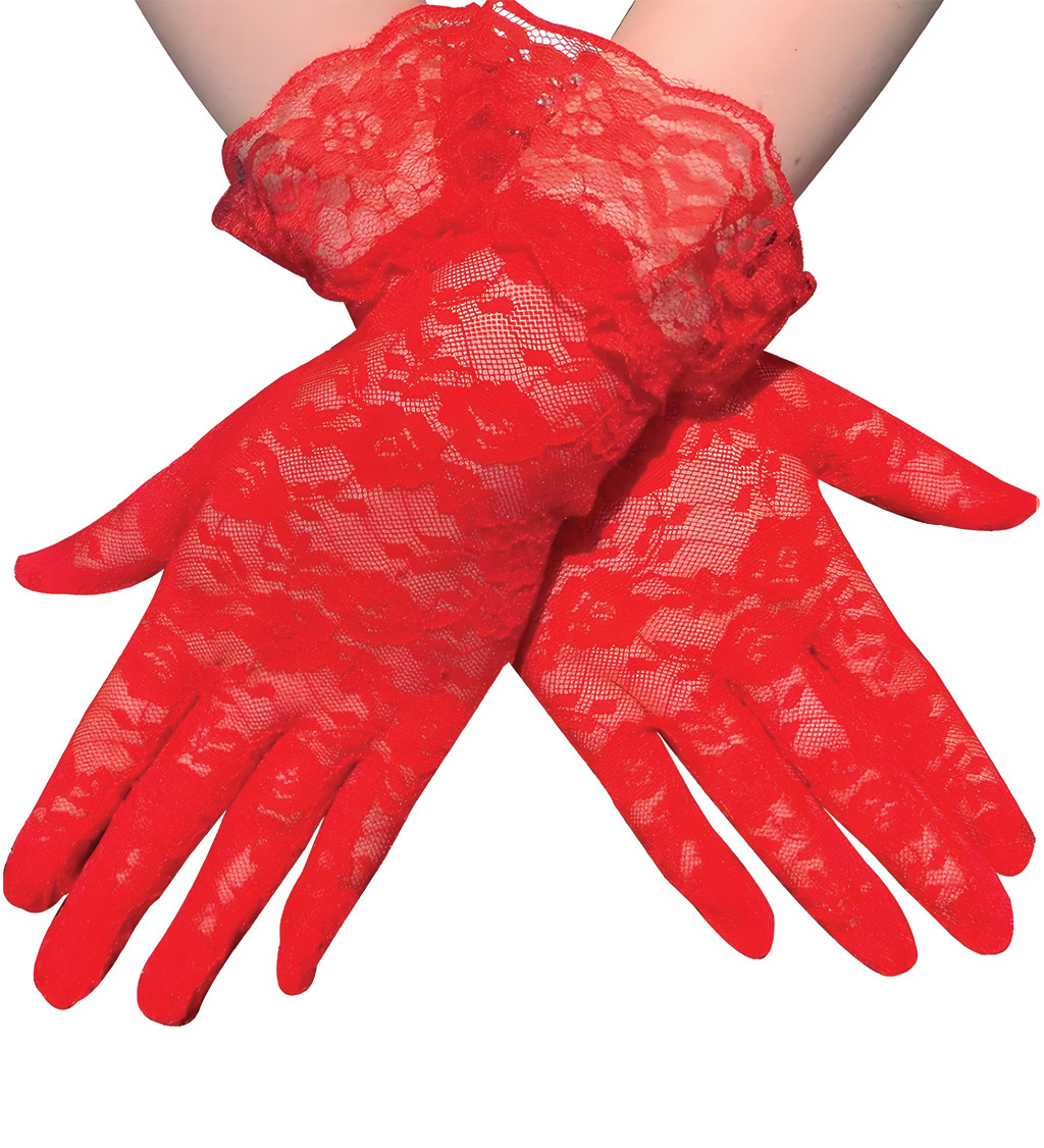 Rövid csipkés kesztyű – piros