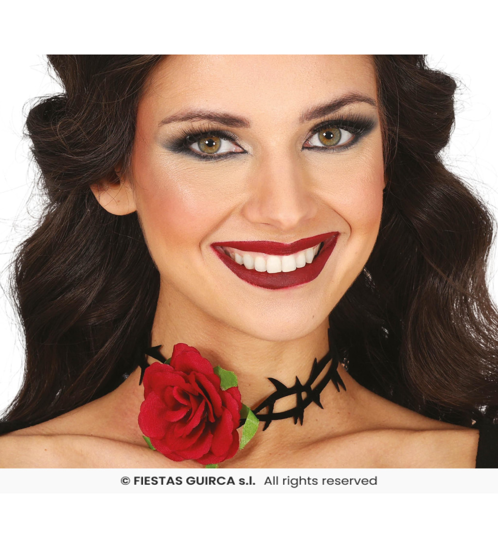 Choker nyaklánc rózsával és tüskékkel