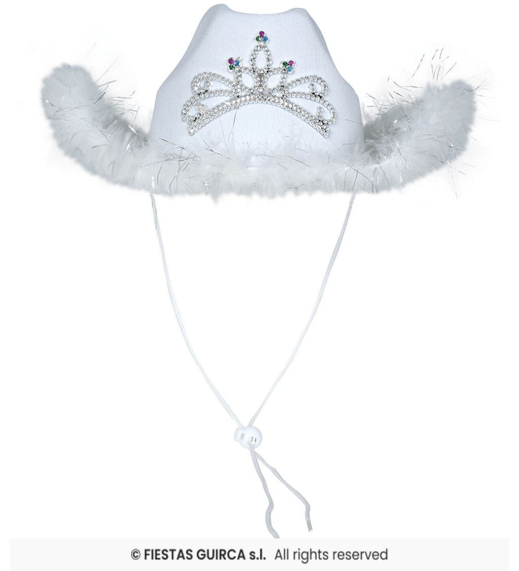 Fehér cowboy kalap boával