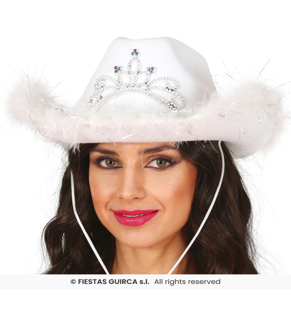 Fehér cowboy kalap boával