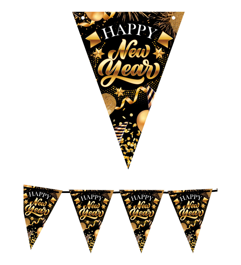 „Happy New Year” zászlós girland