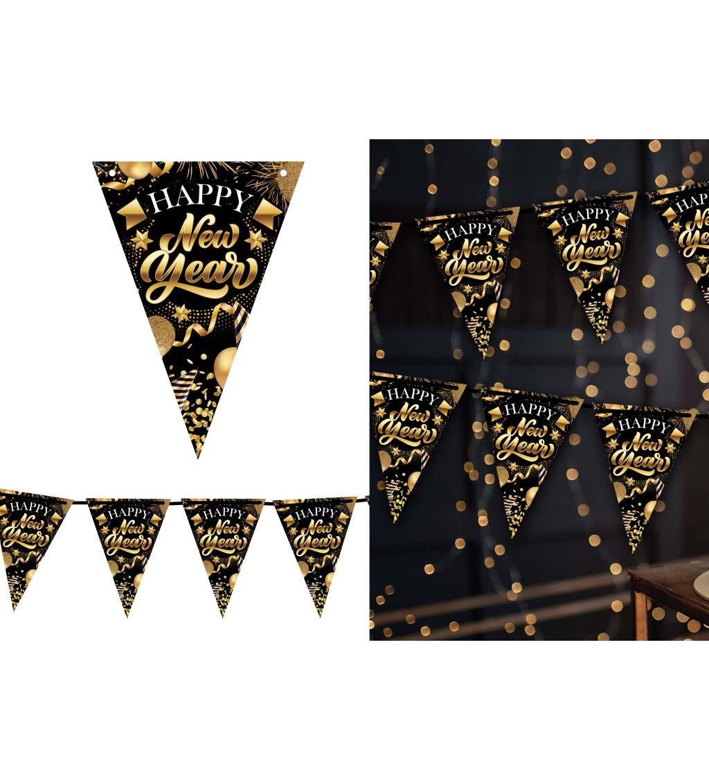 „Happy New Year” zászlós girland