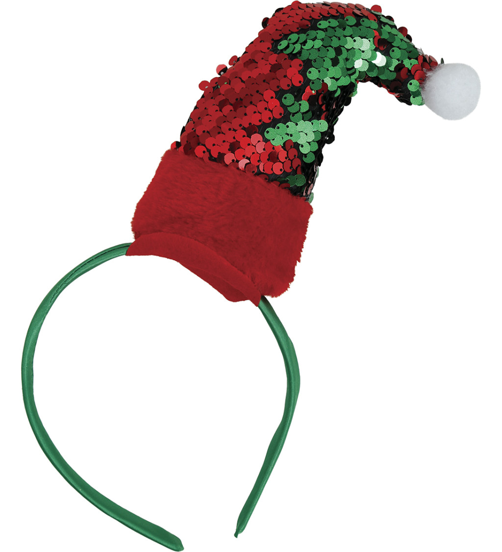 Karácsonyi fejpánt flitteres sapkával