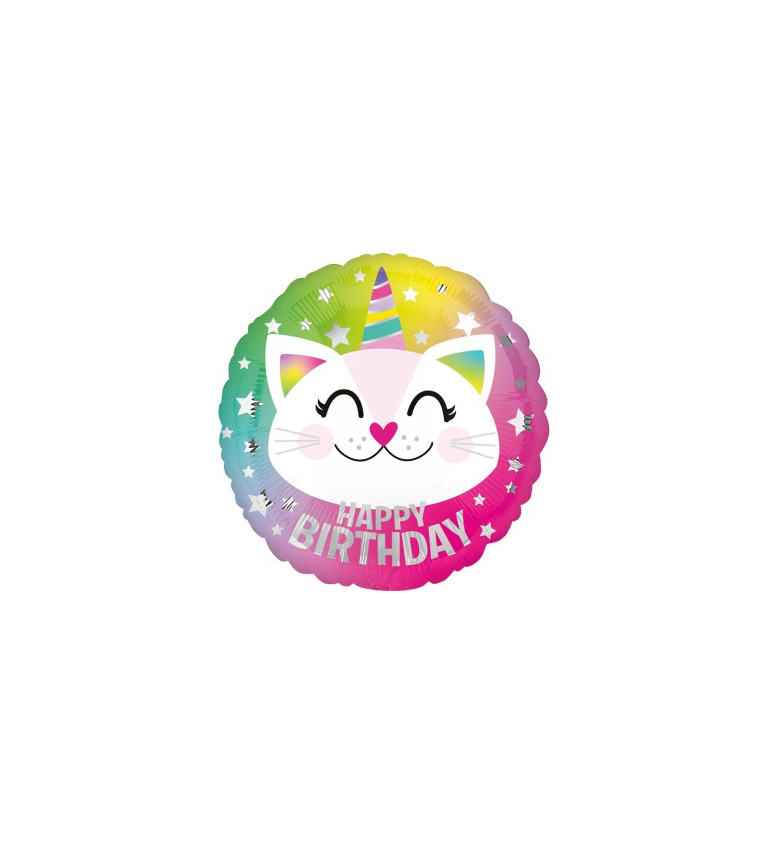 Fólia léggömb - Happy Birthday - macska