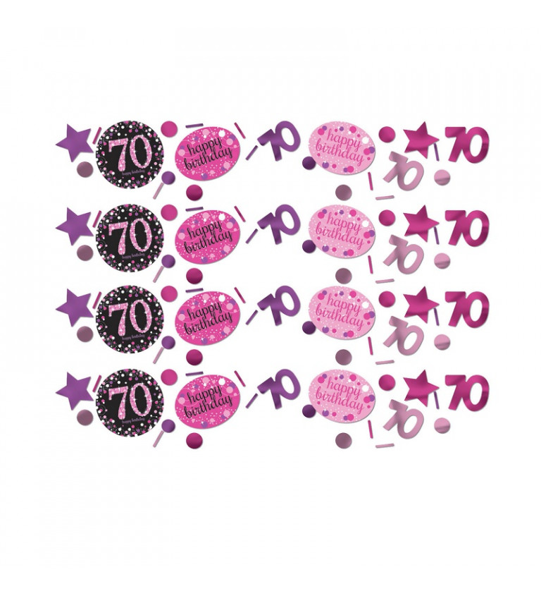 Rózsaszín születésnapi konfetti 70 év