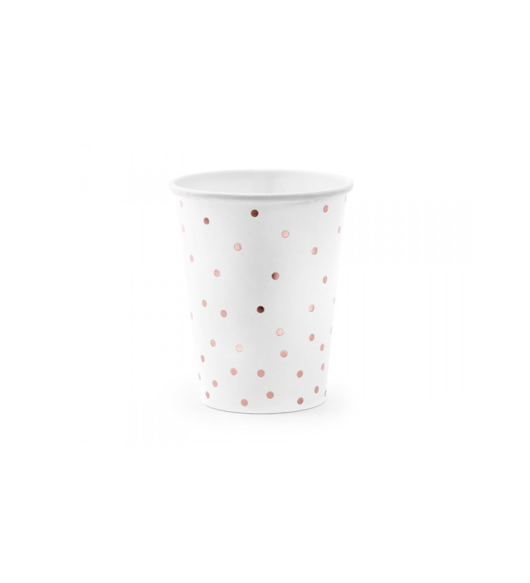 Fehér csésze - rózsaszín pöttyös 6 db