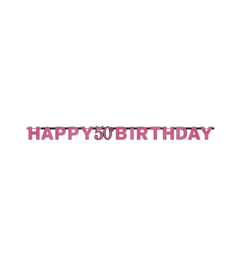 Rózsaszín felirat Boldog születésnapot 50 év